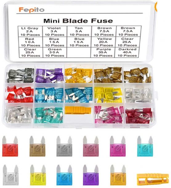 FEPITO 140pcs Mini Car Fuses Assortment Blade Fuse for Auto Car Truck with Storage Case(2A, 3A, 5A, 7.5A, 10A, 15A, 20A, 25A, 30A, 35A, 40A)