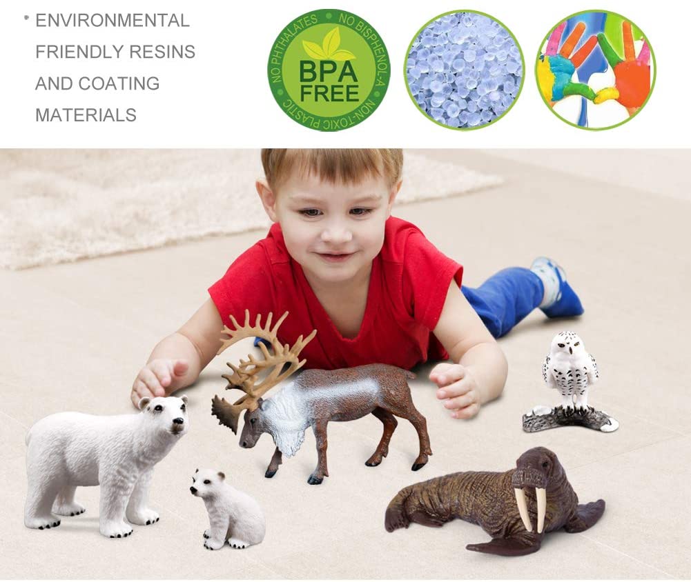 Volnau Sea Creature Toys Figures 9PCS Arctic Circle Ocean Animals Figurines for Toddlers Kids Christmas Decoration Gift Plastic Fish Preschool Pack and Bath Polar Bear Set - Image 2
