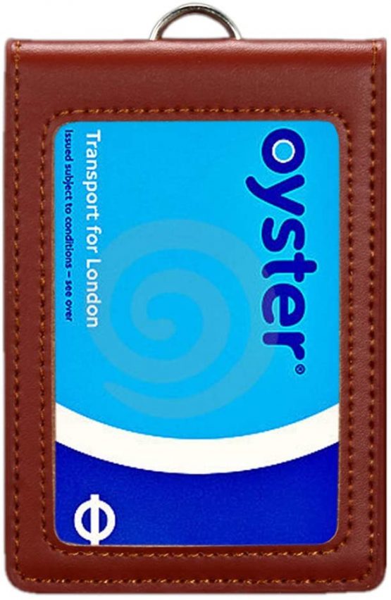 HBT Genuine Leather Oyster Card Holder Bus Travel Pass Holders - Blue