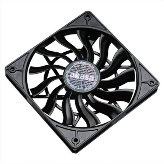 Akasa Slimfan | PWM Case Fan | 120mm PC Fan | 4-pin Cooling Fan | 120 x 120 x 15 mm | Black | Suitable for HTPC and Slim System | AK-FN078