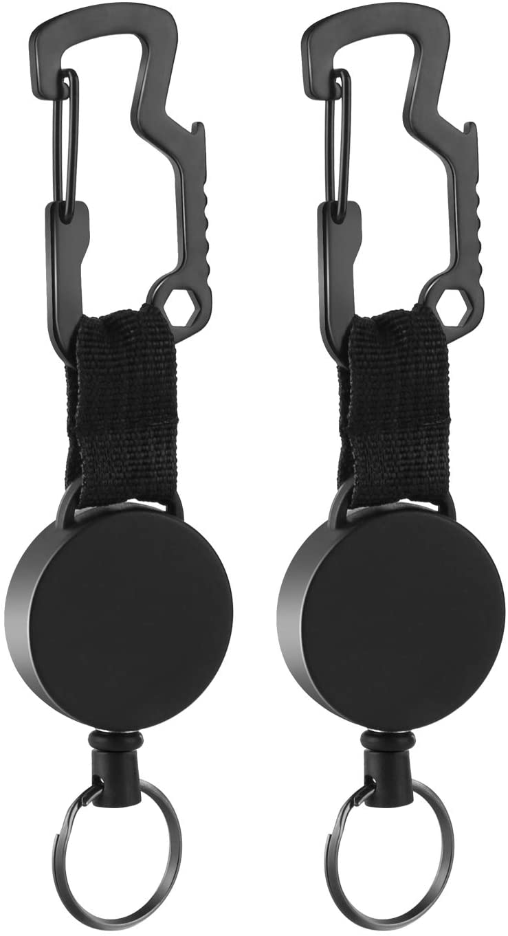 DAYGOS Retractable Keyring Keychain Heavy Duty Extendable Lanyard with Belt Clip