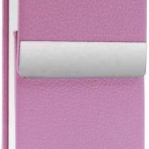 Metal Cigarette Case PU Leather Design Pocket Carrying Cigarette Box Holder for Women Ladies Super Slim Cigarette Pack for 10 Cigarette Pink