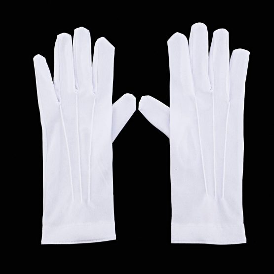 Shappy White Stitched Cotton Gloves for Formal Tuxedo Jewelry Inspection, 2 Pairs (10 Inch) - Image 4