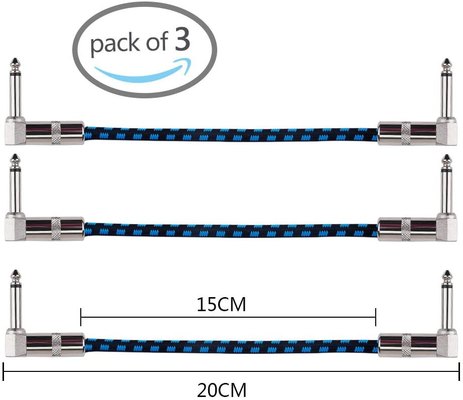 Rayzm Guitar Patch Cable, 6.35mm Noiseless 15cm Guitar & Bass Effects Pedalboard Patch Cable Cord - Image 2