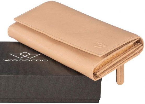 Genuine Leather Long Wallet for Women with Multiple Card Slots, Phone Compartment, Zipper Coin Pouch and RFID - Sand Dune Orange - Image 4