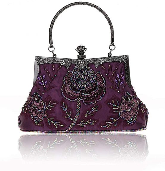 MMYOMI Vintage Floral Beaded Rhinestone Embroidery Clutch Sequin Wedding Party Prom Bag Bridal Ladies Crossbody Evening Handbag - Image 2