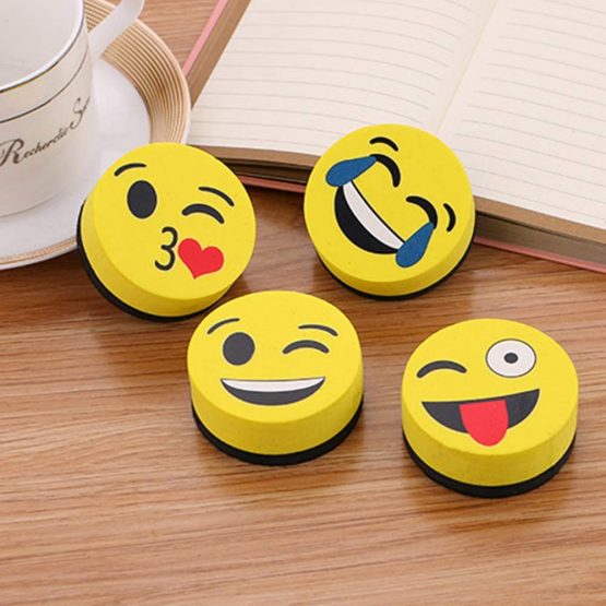 X-BLTU Smiley Magnetic Drywipe Eraser,Magnetic Whiteboard Kit,Drawing Board Cleaning Eraser Suitable for Children,Teachers, School, Office, Family (4pc Strong Magnets) - Image 2