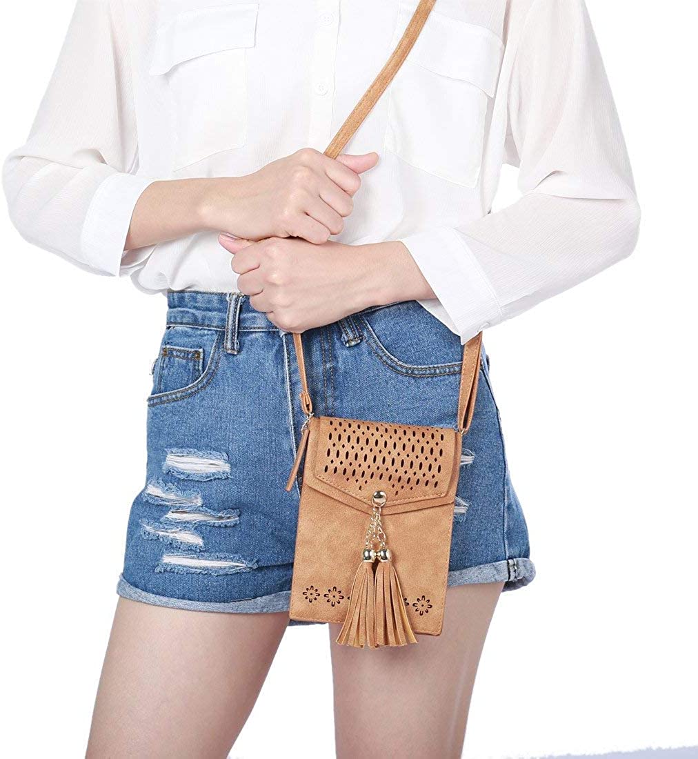 seOSTO Small Crossbody Bag, Women Cellphone Wallet Travel Purse with Tassel, Ladies Small Phone Bag Over the Shoulder Bags - Image 3