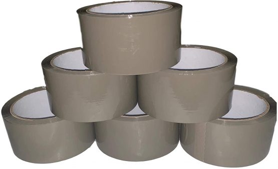 Packitsafe 6 Rolls Brown Tape for Parcels, Boxes, Packaging, 48mm Wide, 66m Long. Strong Sticky Packing Tape Buff