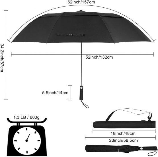 G4Free 62 Inch Portable Golf Umbrella Extra Large Oversize Folding Umbrella Automatic Open Double Vented Canopy Windproof Waterproof Rain Umbrellas - Image 4