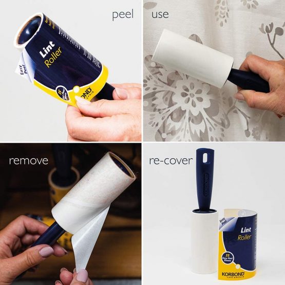 Korbond 6 Pack of 5m Lint Rollers – 210 Sticky Easy Peel Paper Sheets– Suitable for ALL FABRIC TYPES - Image 3
