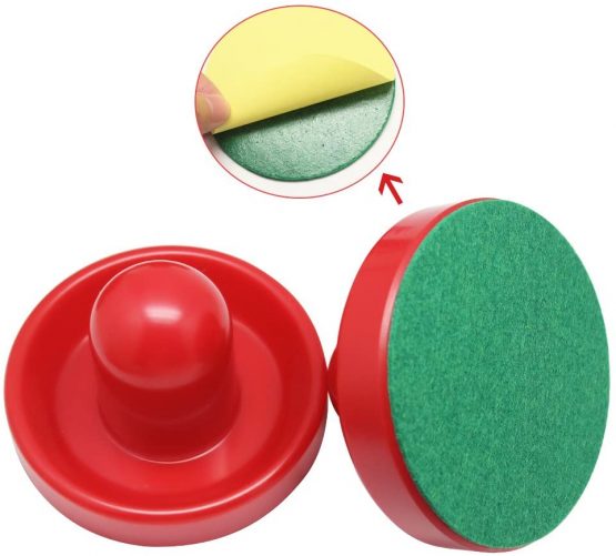Hysagtek 4Pcs 96mm Air Hockey Pushers Air Hockey Ball Table Mallet Goalies with 8Pcs Pucks,Red - Image 2