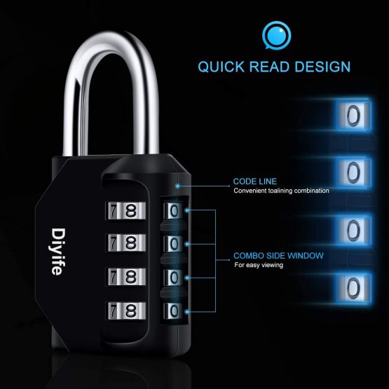 Combination Padlock, [3 Pack]Diyife 4 Digit Lock Combination, Padlock Weatherproof Outdoor for School Gym Locker, Shed, Fence, Hasp, Garage(Black) - Image 2