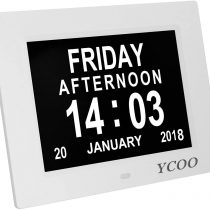 Dementia Clocks 7 Inches Calendar Clocks Day Date Clock Digital Clock with Large Clear Digits Display, Alarm Clock With HD Digital Photo Frame (7 Inches White)