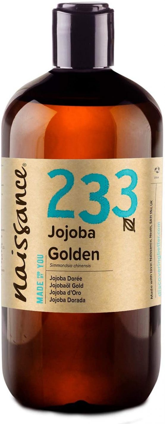 Naissance Cold Pressed Golden Jojoba Oil (no. 233) 500ml - Pure & Natural, Unrefined, Vegan, Hexane Free, No GMO - Ideal for Aromatherapy and as a Massage Base Oil