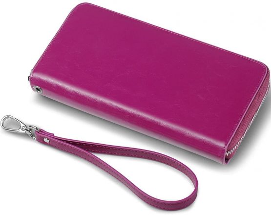 JEEBURYEE Women's RFID Blocking Large Capacity Oil Wax Genuine Leather Zip Around Wallet Clutch Multi Card Holder Ladies Purse Purple - Image 4
