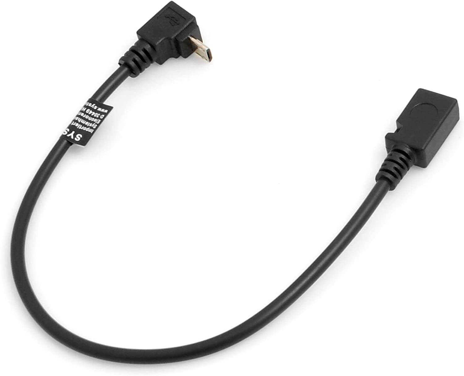 System-S Micro USB 90° Down Angle to Micro USB Adapter Cable Data Cable Charging Cable Extension 27 cm