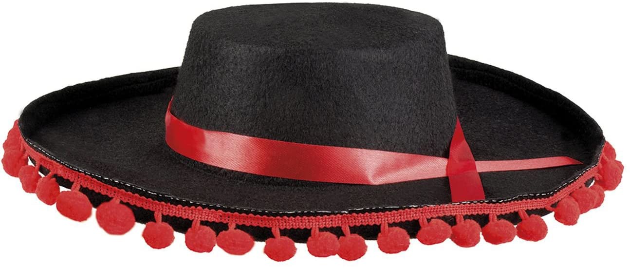 Boland 04263 - Espagnole Hat, Red/Black, Headwear, Flamenco Dancer, Spanish, Costume, Carnival, Theme Party