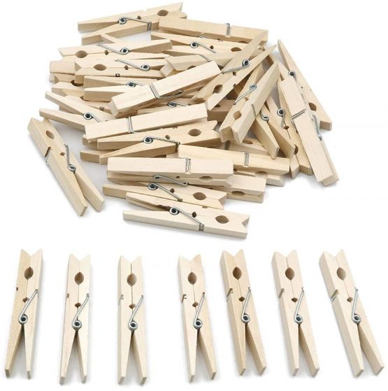 jijAcraft 7.2CM Wooden Craft Clips for Photos,100Pcs Wooden Clips Clothespins Photo Craft Pegs for DIY Crafts - Image 2