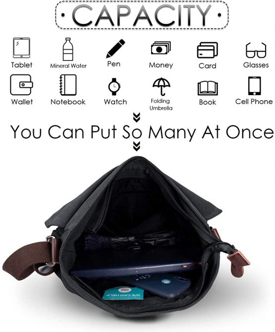 CHEREEKI Messenger Bag, Men's Canvas Shoulder Bag Satchel Bag with Multiple Pockets for Work, School, Traveling and Daily Use (Fits 13.3 inch Laptop) - Image 2