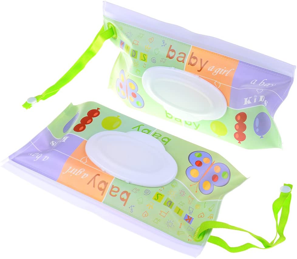 NIU MANG 4PCS Reusable Wet Wipe Pouch Travel Wet Wipe Case Wipes