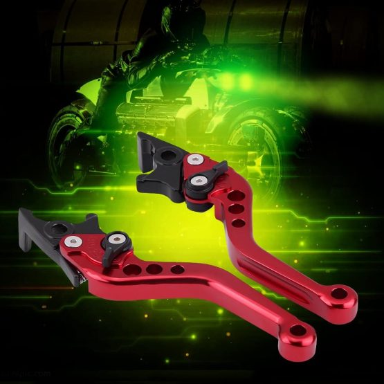 Motorcycle Brake Lever, 1 Pair Aluminum Alloy Motorbike Brake and Clutch Lever Pit Bike Brake Lever Snapback Levers Motorbike Brake Handle Levers Double Disc (red) - Image 2