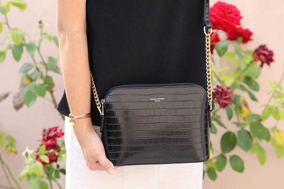 David Jones - Women's Small Crossbody Bag - Chain Shoulder Bag - Saffiano PU Faux Leather Rigid Messenger Bag - Evening Party City Clutch - Ladies Zip Handbag - Fashion Elegant Simple - Image 3