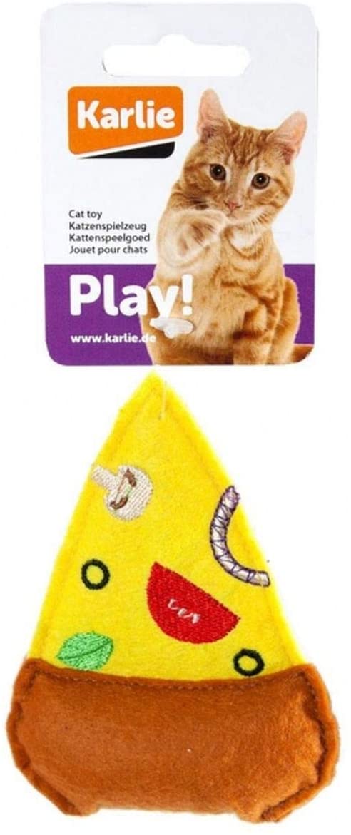Karlie Cat Pizza - Cat Toy - Textile - Yellow - 10.5 x 8 x 1 cm, 10,5X8X1 cm