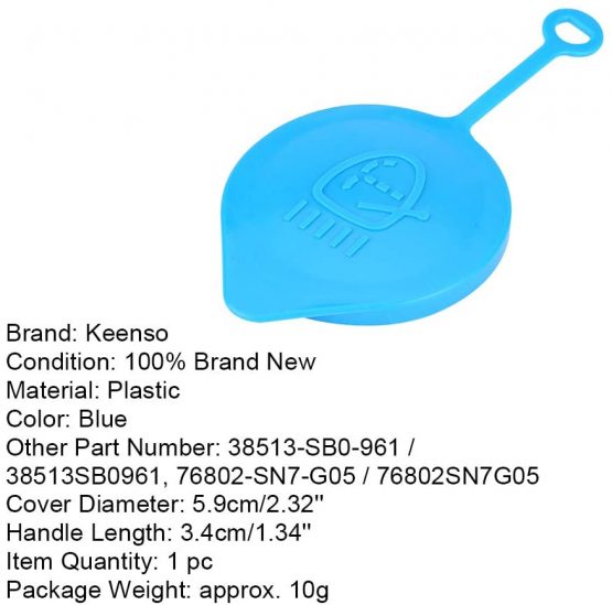 Windscreen Washer Cap, Plastic Car Windscreen Washer Fluid Cap Windshield Washer Reservoir Cap Small Ring Lid Cover Blue - Image 4