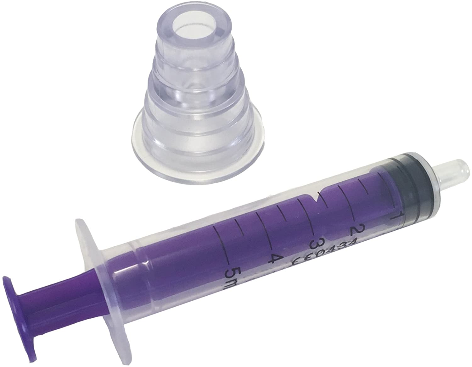 3 X 5ML QUALICARE ORAL ENTERNAL MEDICINE BABY ELDERLY DOSAGE NON-STERILE LATEX FREE DISPOSABLE PURPLE SYRINGES WITH BOTTLE ADAPTER