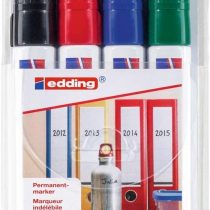 edding 3000 Permanent Marker - Black, Red, Blue, Green - 4 Marker Pens - Round Tip 1.5-3 mm - Quick-Drying Permanent Markers - Waterproof,Smudge-Proof - for Cardboard, Plastic, Wood, Metal, Fabric