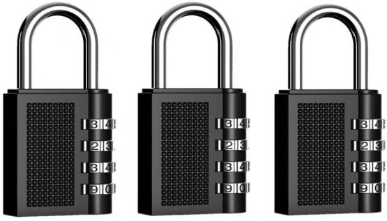 JZK 3 x Heavy Duty Code Lock 4 Digit Combination Security Padlock for School/Gym Locker, shed, Garden gate, Filing Cabinet, bin Store, Fence