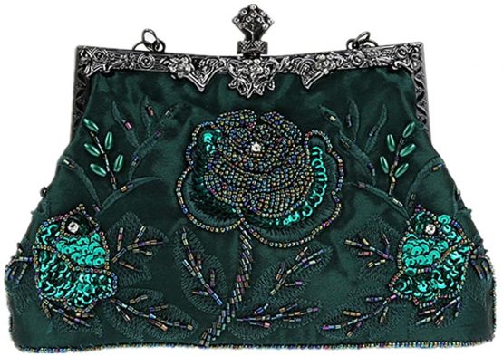 MMYOMI Vintage Floral Beaded Rhinestone Embroidery Clutch Sequin Wedding Party Prom Bag Bridal Ladies Crossbody Evening Handbag