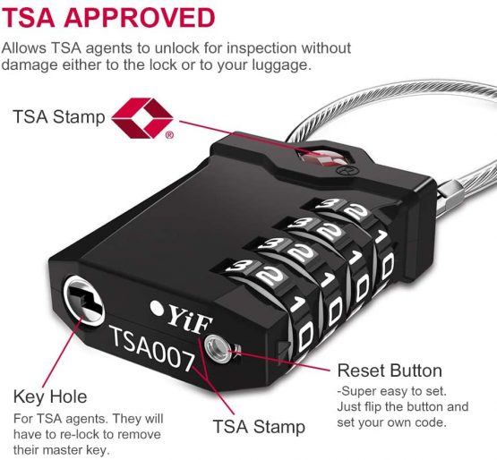 ZHEGE Suitcase Padlocks, TSA Approved Luggage Locks with Open Indicator, Flexible Cable, 4 Digit Combination Padlock for Gym Locker, Briefcase, Backpack, Laptop Bag (Black & Silver, 2 Packs) - Image 2