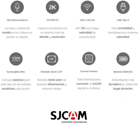 SJCAM SJ8 AIR Sports Camera 2K Native 30M Touch Screen, Action Water Camera with Battery and External Charger, USB-4 WIFI 1200 mAh - Image 3