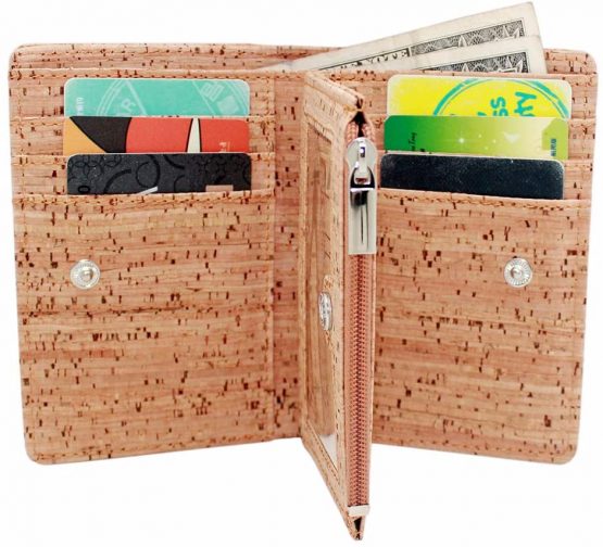 Boshiho Cork Wallet: RFID Blocking Vegan Purse for Men Women Slim Design Bifold Wallet with Credit ID Card Holder Coin Zipper Pocket, Gifts for Vegetarian - Image 2