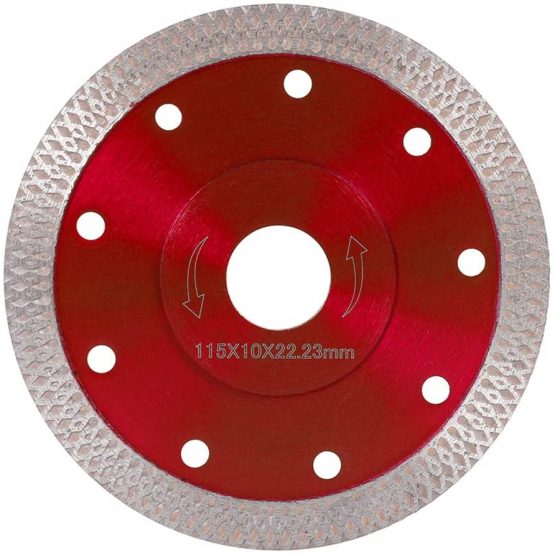Diamond Saw Blade Cutting Disc 115mm/4.5in Super Thin Turbo Disk for Angle Grinder Cutting Porcelain Tiles Granite Marble Ceramics Red