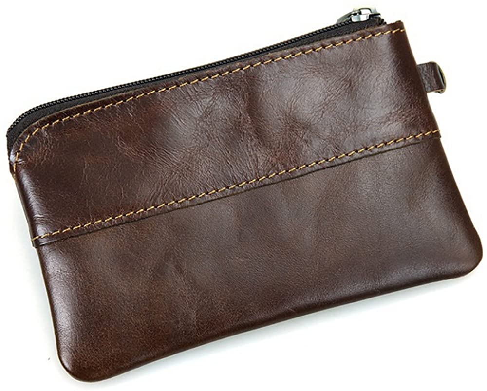 Fmeida Mens Leather Coin Pouch Purse Slim Zipper Cash Change Purse Wallet BigaMart