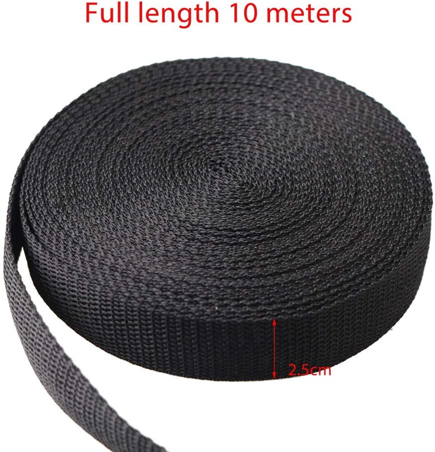 kuou 10 Metres Nylon Heavy Webbing Strap, Flat Side Release Buckles for DIY Craft Backpack Strapping(1 Inch Wide) - Image 3