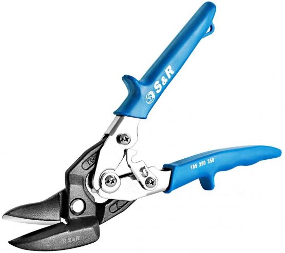 S&R Tin Snips Ideal-Series 260 mm, Strong and Agile, for Metal Sheets Cutting, Left Cut, Industrial Quality