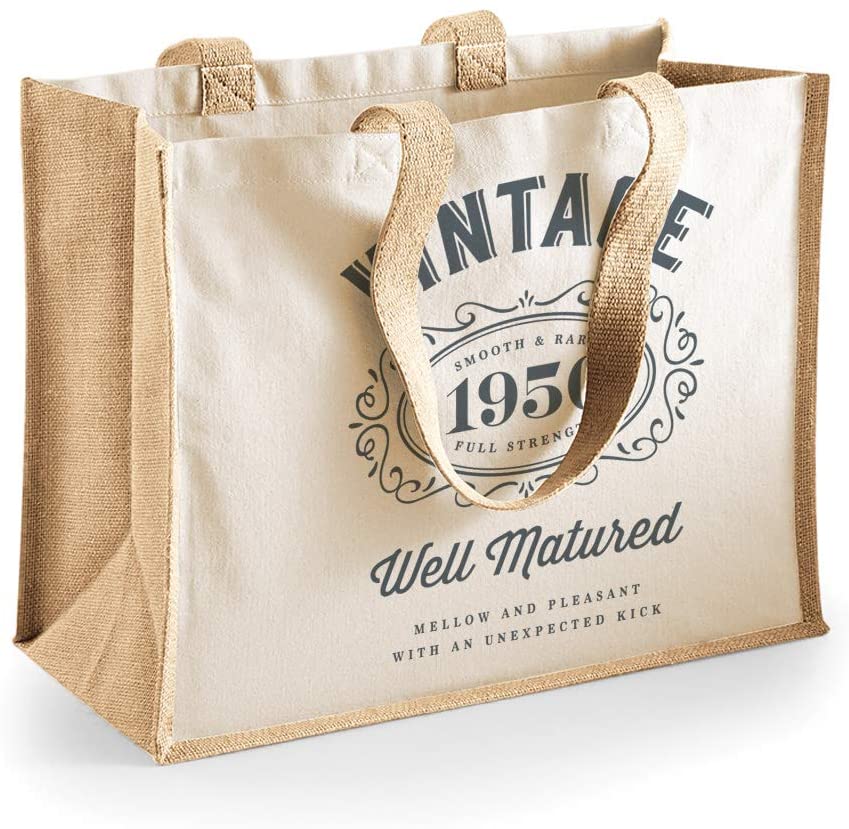 D Design Invent Print! 70th Birthday Keepsake Funny Gift for Women Novelty Ladies Female Heavyweight Tote Shopping Bag 70 Present Idea