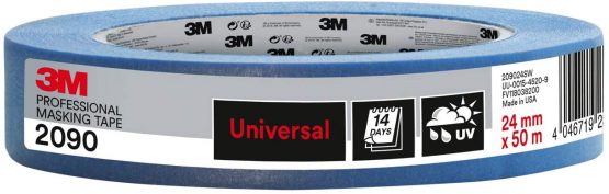 3M Masking Tape 2090 Universal Surfaces, medium tack, UV stable, indoors & outdoors, 24 mm x 50 m