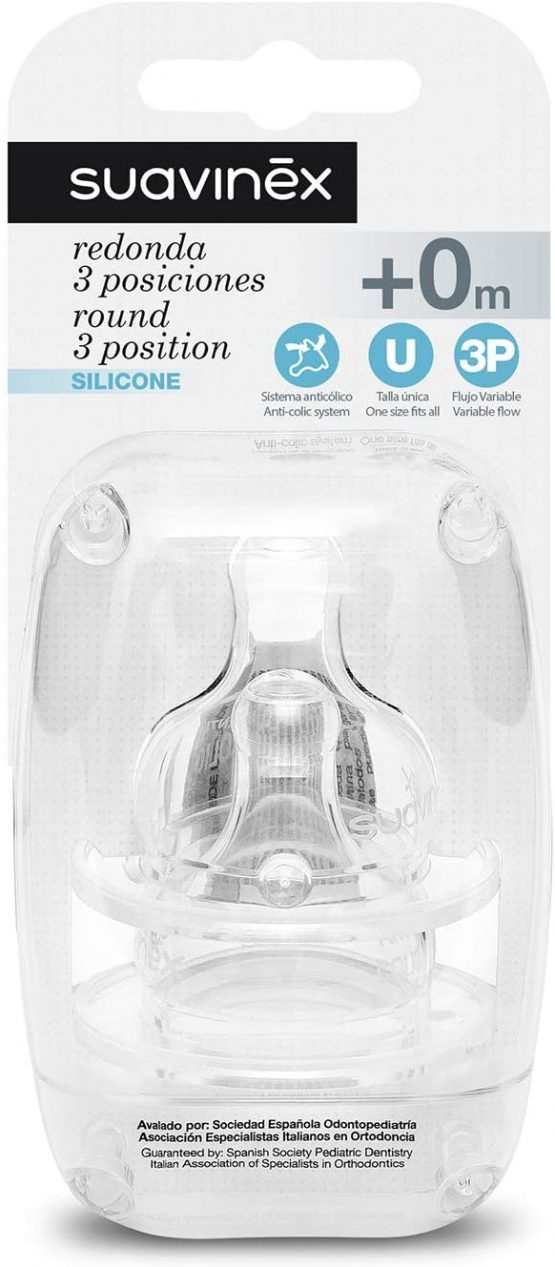 Suavinex 3801102 Teat 3 Positions Wide Neck Silicone Pack of 2