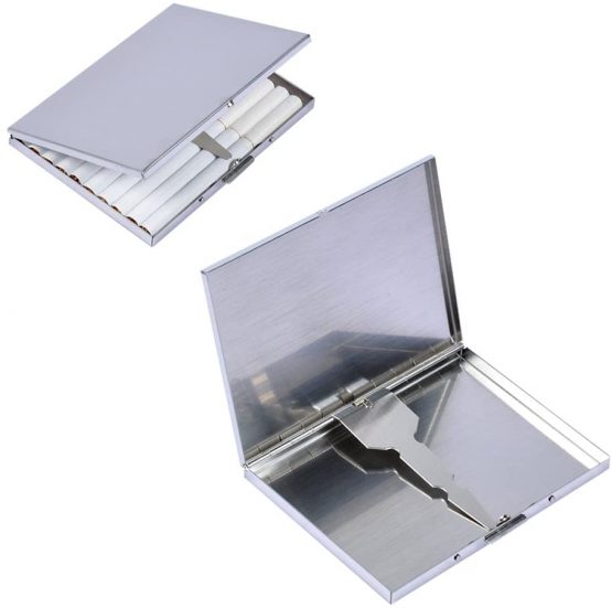Silver Stainless Steel Slim Cigarette Case