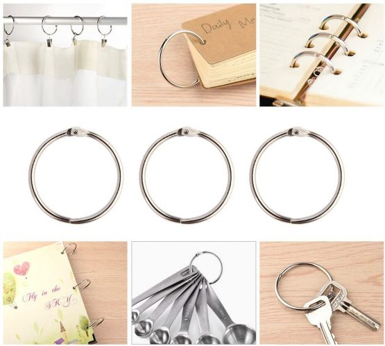 FEPITO 15 Pack 1.8 Inch Diameter Book Loose Leaf Binder Rings Key Keychain Rings, Silver Index Card Rings - Image 4