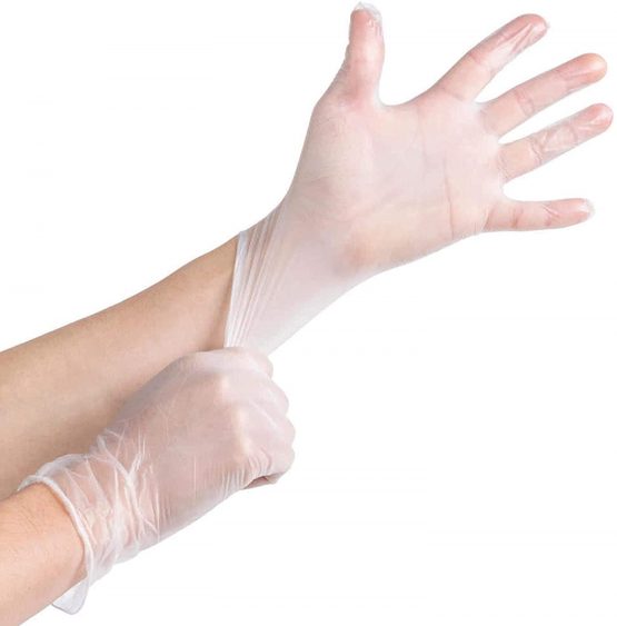 100 Pack Vinyl Disposable Gloves MEDIUM Clear POWDER FREE GLOVES by REAL ACCESSORIES® Multipurpose Disposable Gloves - Image 2