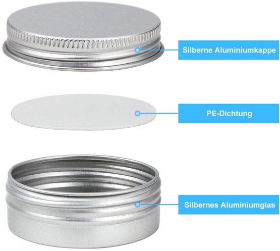 TANCUDER 20pcs Empty Travel Cosmetics Container Jars 20ml Aluminium Tin with Screw Lids Makeup Storage Containers Pots Bottles for Cream, Sample, Powder, Silver - Image 4