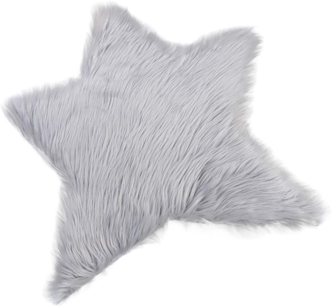 VORCOOL Soft cushion star shape, plush, decorative carpet mat, floor mat, tea mat (grey), 60 x 60 cm