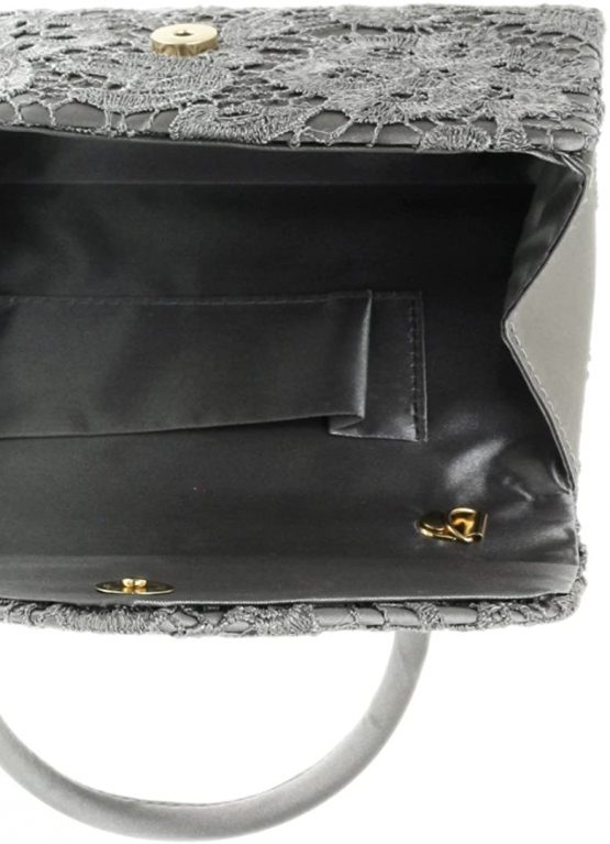 Girly Handbags Lace Satin Top Handle Clutch Bag Handbag Wedding Vintage Womens - Image 4