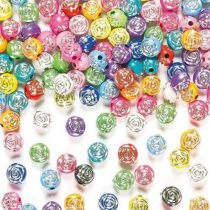Baker Ross AF221 Sparkle Rose Pony, Beads Arts and Crafts, Kids Jewellery Making Supplies and Friendship Bracelets (Pack of 400), Assorted, 8mm